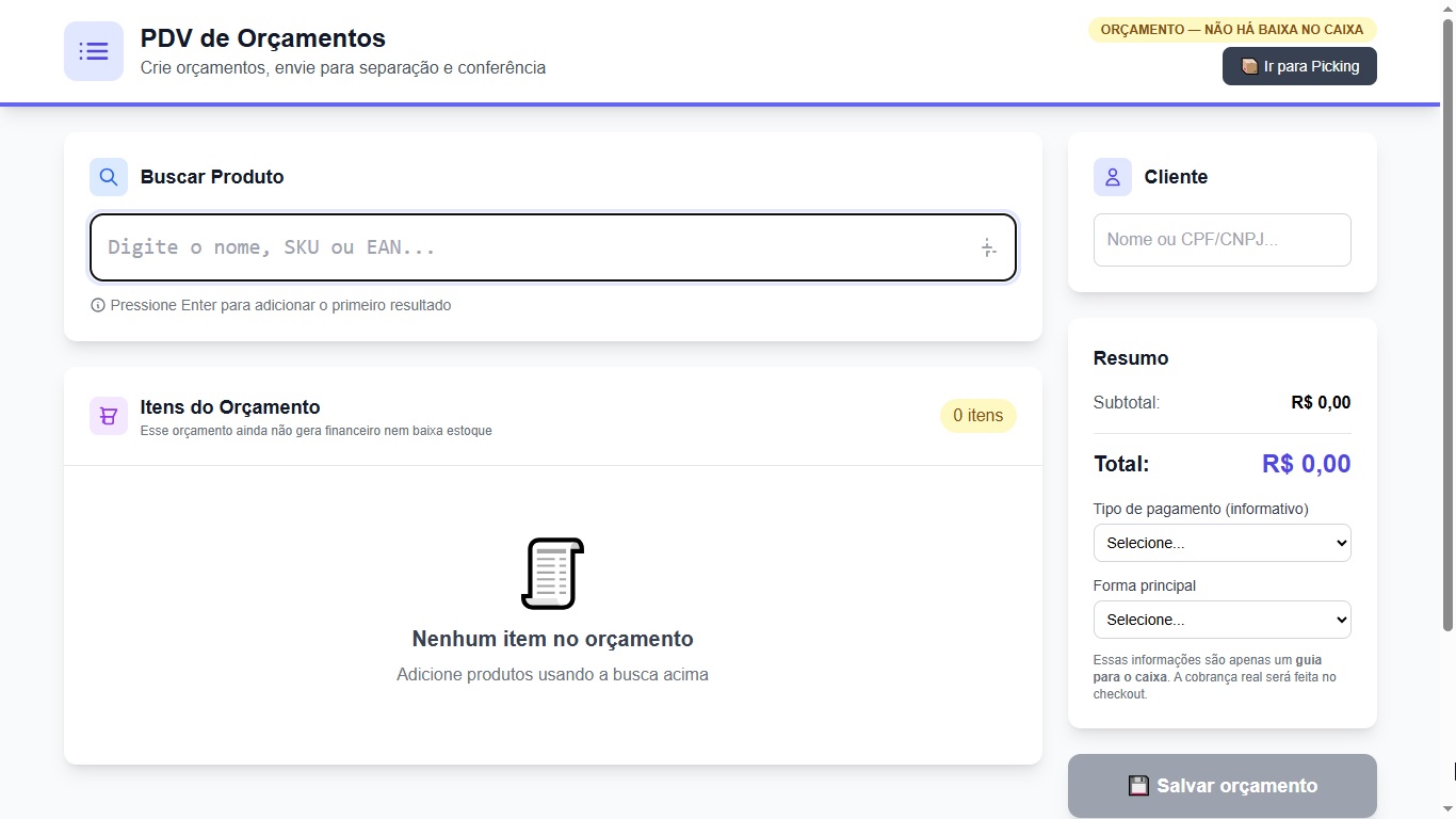 PDV de Orçamentos